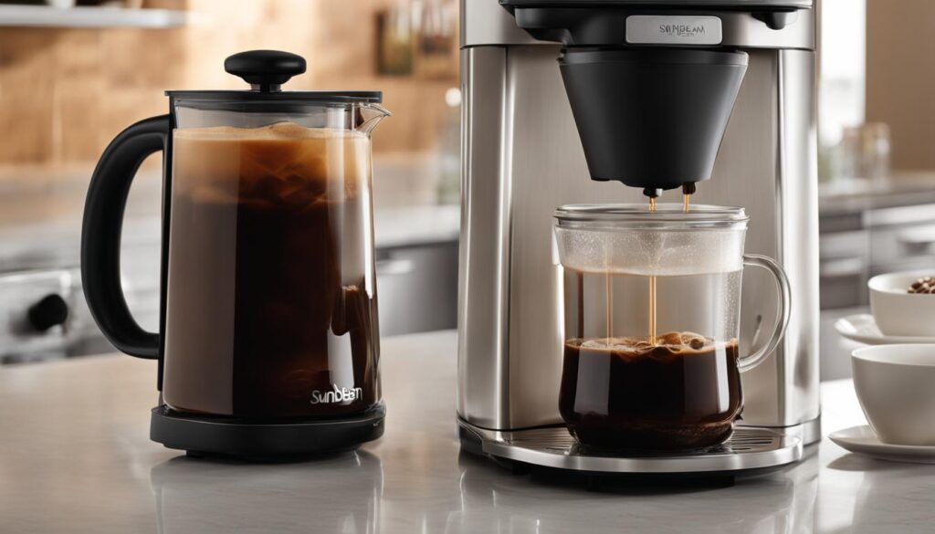 brewing iced coffee with sunbeam machine